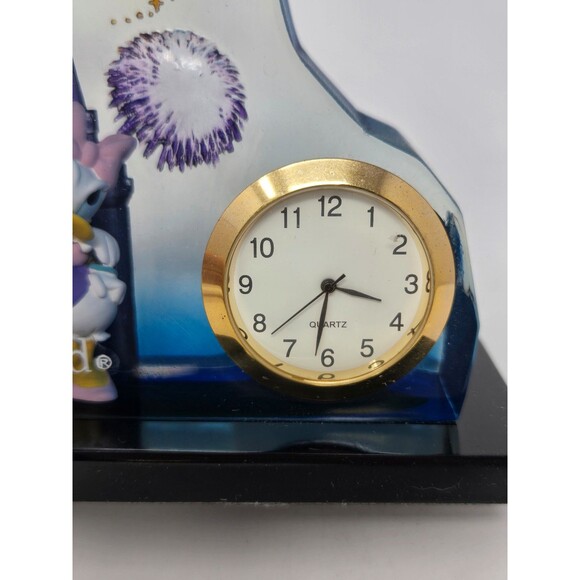 DISNEY PARKS WALT DISNEY WORLD ACRYLIC LUCITE STANDING CLOCK CASTLE FIREWORKS - Picture 4 of 12